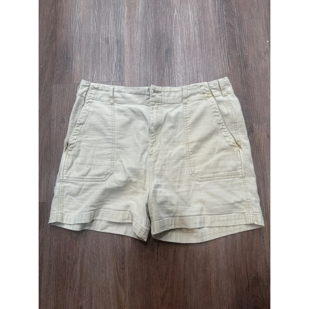 Faherty Brand Women Tan Cotton Stretch Utility Cinch‎ Back Shorts Size 32